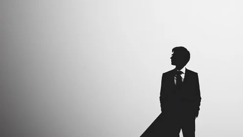 Quiet confidence in a minimalist black and white silhouette.