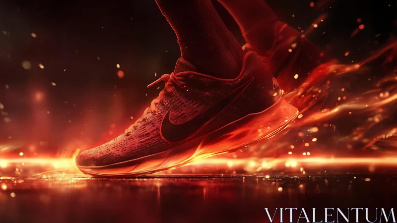 Fire-lit running shoe glowing with bold, unstoppable energy.