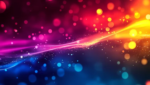 Multicolor light streaks with bokeh particles on gradient spectrum