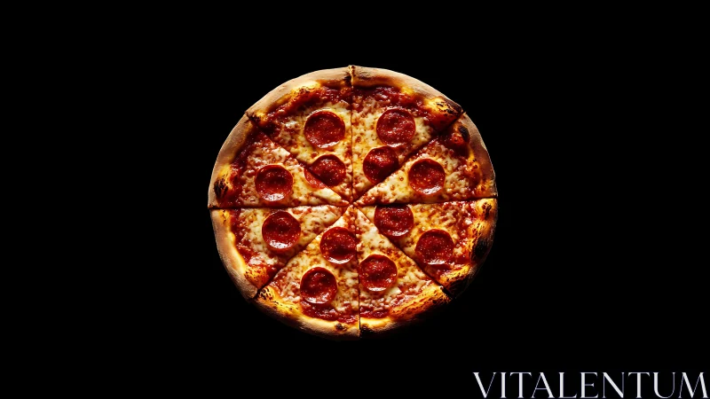 Lone pepperoni galaxy spinning in a delicious black void.