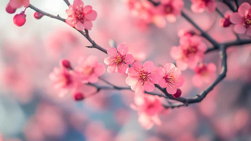 Cherry Blossom Branch with Shallow Depth of Field.