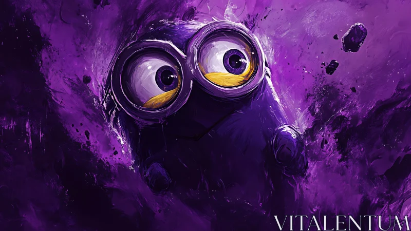 Purple chaos minion whirls through cosmic paintstorm night.