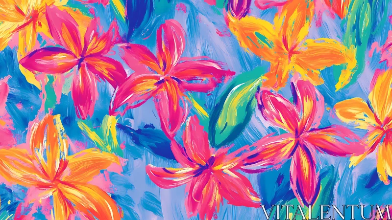 Gestural Floral Abstraction: Vibrant Brushwork Study.