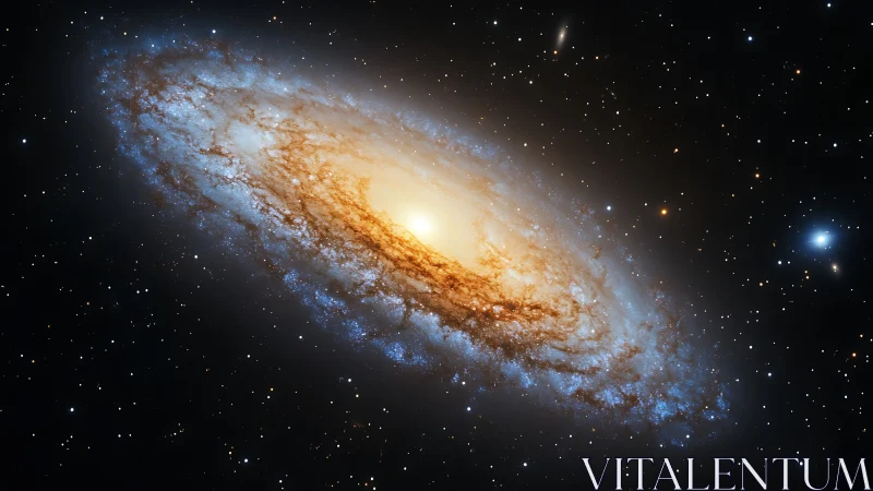 Spiral galaxy core glows amid dense starfield in deep space