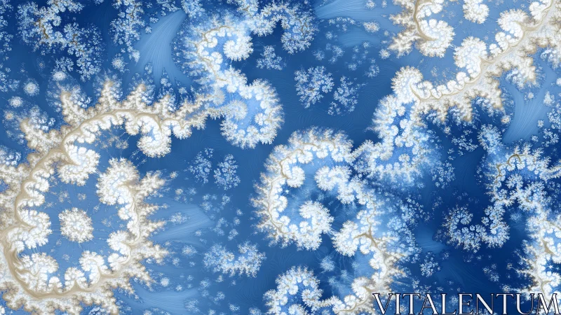 Blue and white spiral fractal pattern with branching structures.