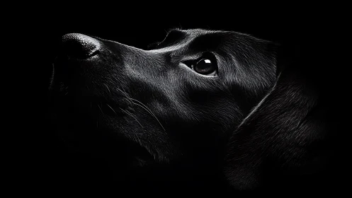 High-contrast canine portrait isolates profile in deep black
