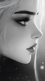 Silver quietude in a soft monochrome side profile portrait.