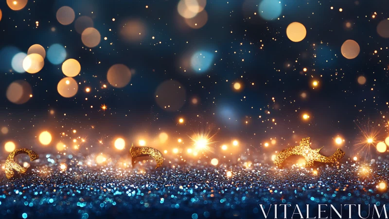 Glitter shore under champagne lights and midnight bokeh.