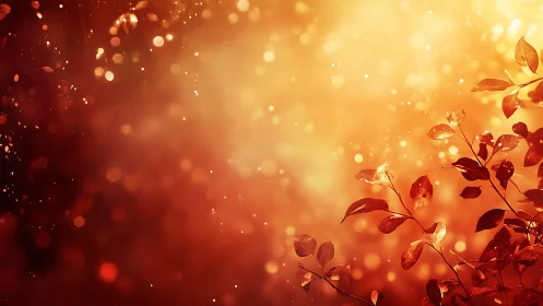 Autumn foliage composition with ambient light particles.