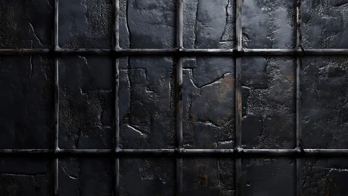 Dark industrial metal grid wall evokes gritty urban strength