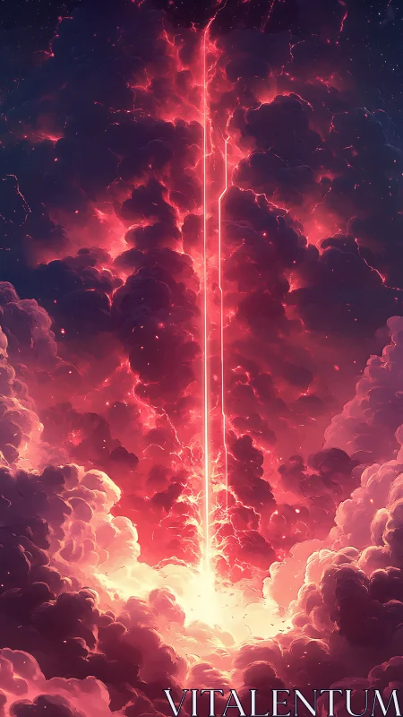 Sky cracks open as a molten light-spear climbs to orbit