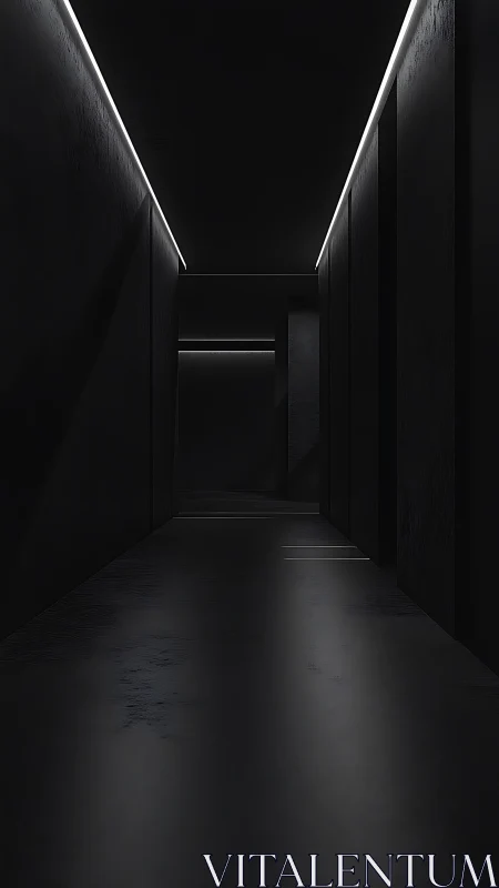 Dark minimalist corridor uses linear LED ceiling lighting