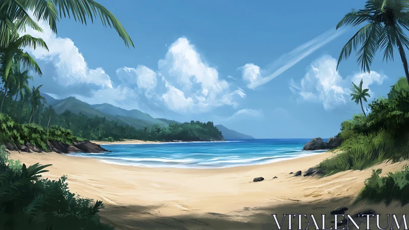 Tropical Paradise Beach Awaits With Golden Sand