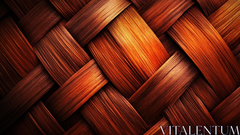 Close-up of Woven Wooden Texture in Warm, Rich Tones.