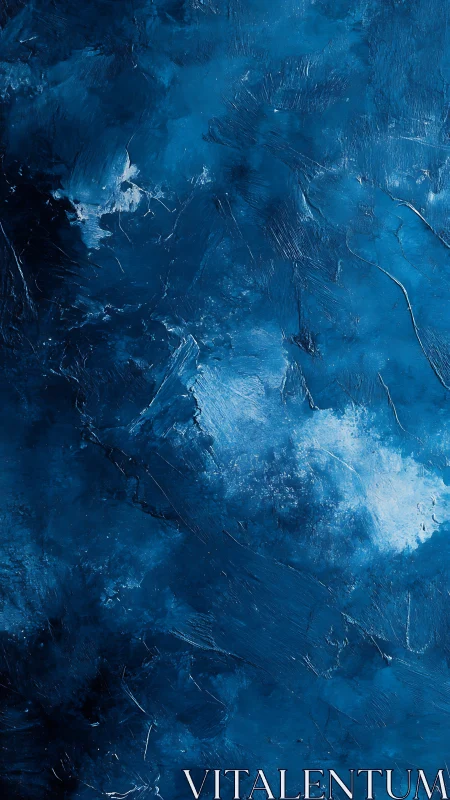 Impasto blue abstract texture reveals layered brushwork gradients