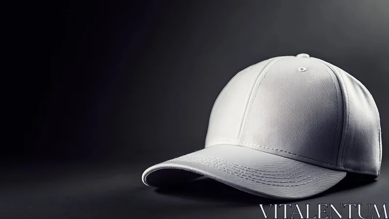 White baseball cap rests on dark gradient studio surface