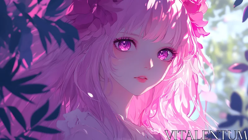 Petal-haired daydream listens softly to the forest light