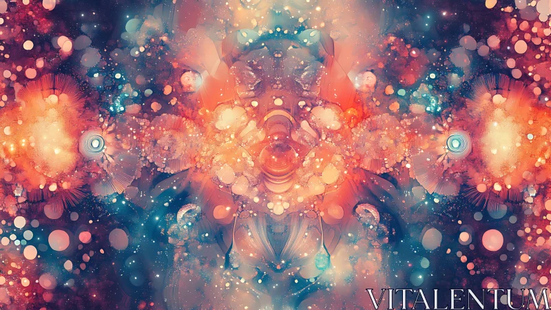 Abstract nebula pattern with layered glowing particle fields.