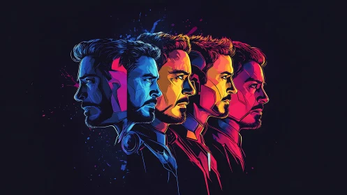 Neon triadic portrait sequence explores chromatic progression