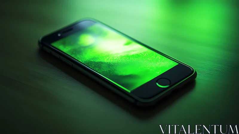 Glowing Green Smartphone with Ethereal Light Display