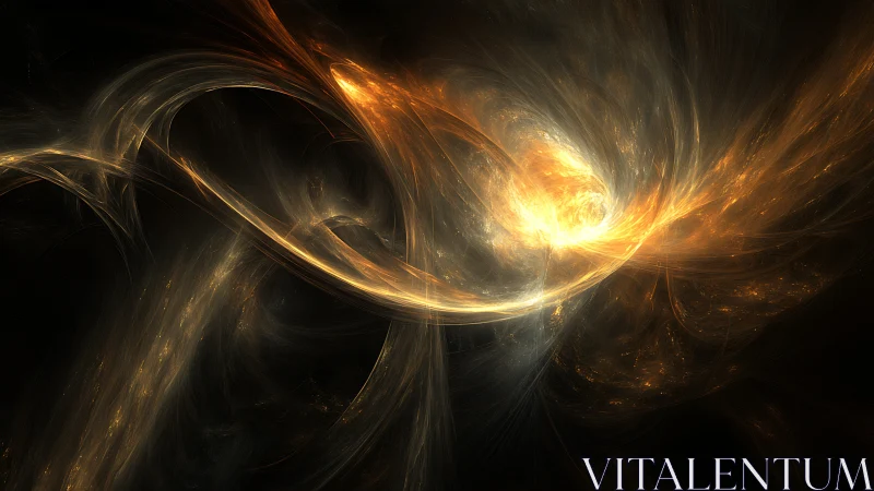 Fiery abstract light swirls twist across a dark background