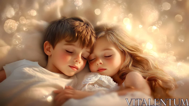 Luminescent Children in Soft Focus: Bokeh Rendering with Warm Color Grading