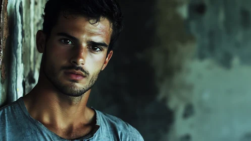 Moody male portrait uses shallow depth and desaturated tones