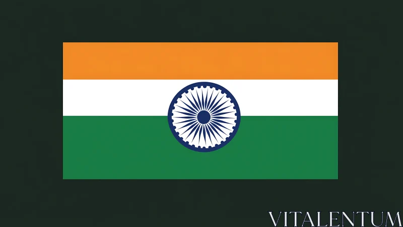Indian national flag with tricolor bands and Ashoka Chakra.