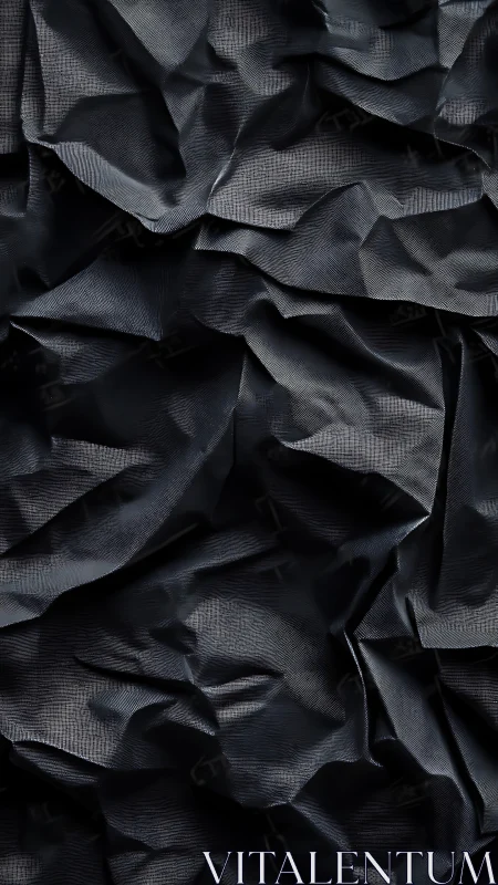Crumpled dark fabric texture with deep folded shadows.
