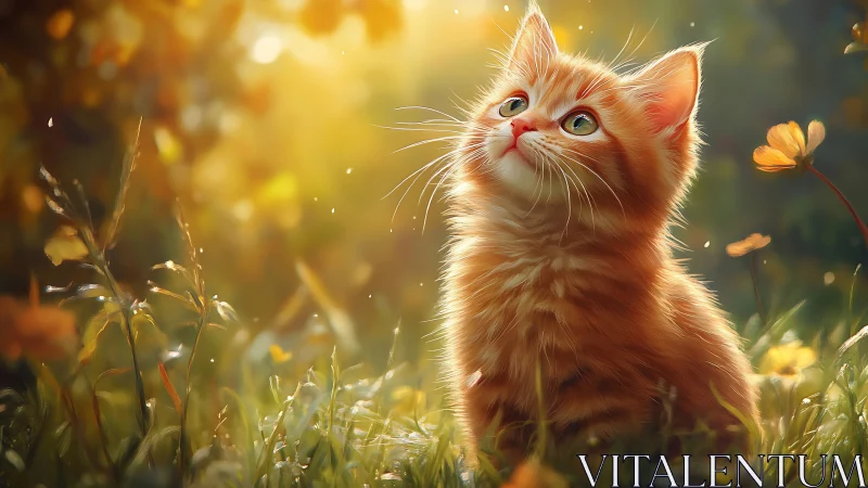 Curious Ginger Kitten Discovering the Magical Garden Moments