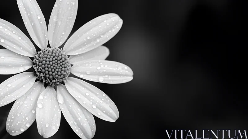 Dewdrop-Studded Daisy Performs Against Midnight Canvas