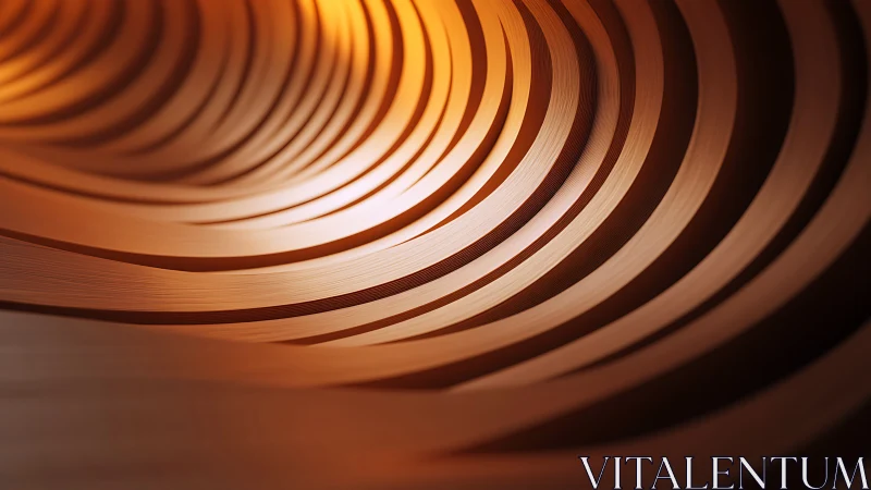 Curved metallic ribbons form a warm concentric tunnel space