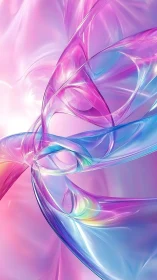 Iridescent pastel ribbons forming fluid abstract vortex.