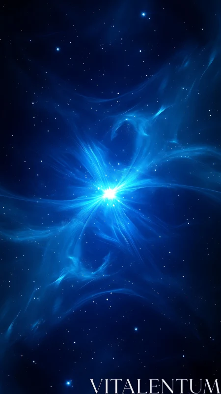 Stellar blue nova unfurls radiant currents across deep space.