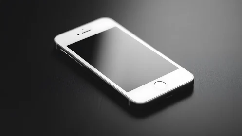 White Smartphone on Dark Surface with Minimalist Aesthetic