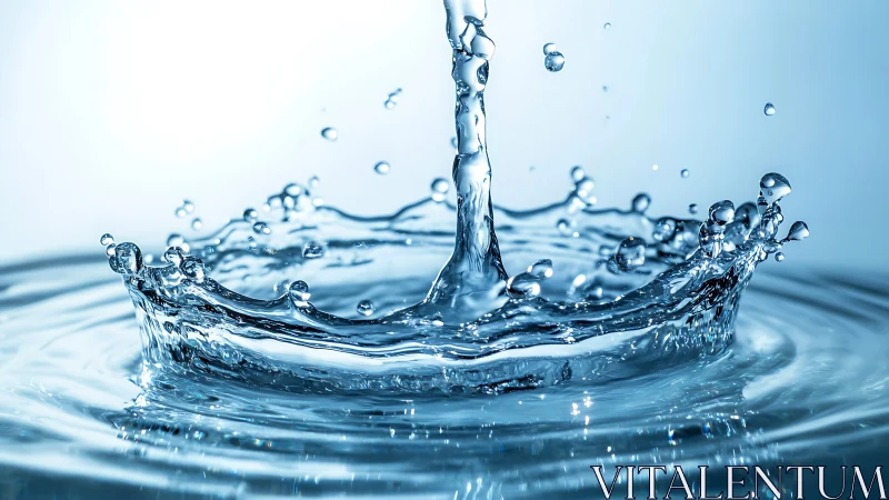 Crystal-clear water splash freezes in a dynamic crown form.