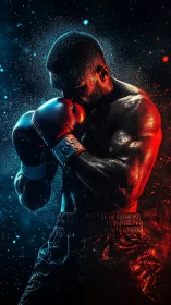 Neon Knockout: Digital Gladiator Sculpted in Light Fury.