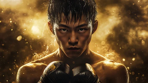 Champion's Golden Hour: Portrait of Power and Determination.