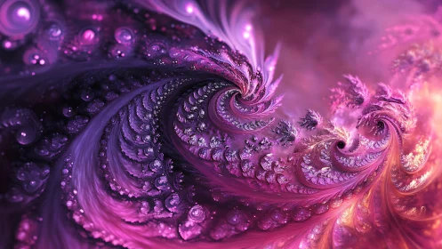 Swirling violet fractal waves curl into glowing cosmic blooms