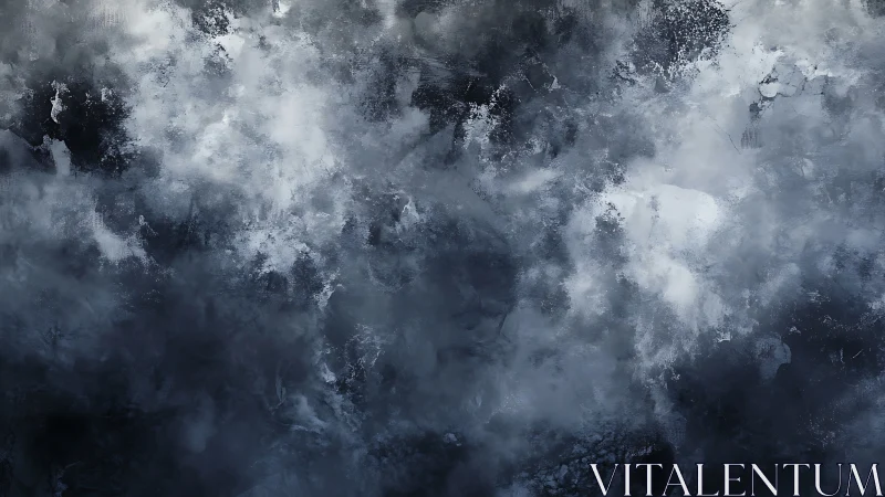 Stormy abstract cloudscape in monochrome blue grayscale.