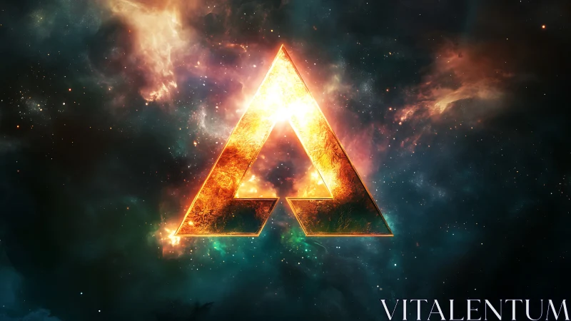 Radiant cosmic triangle glows warmly in a swirling galaxy