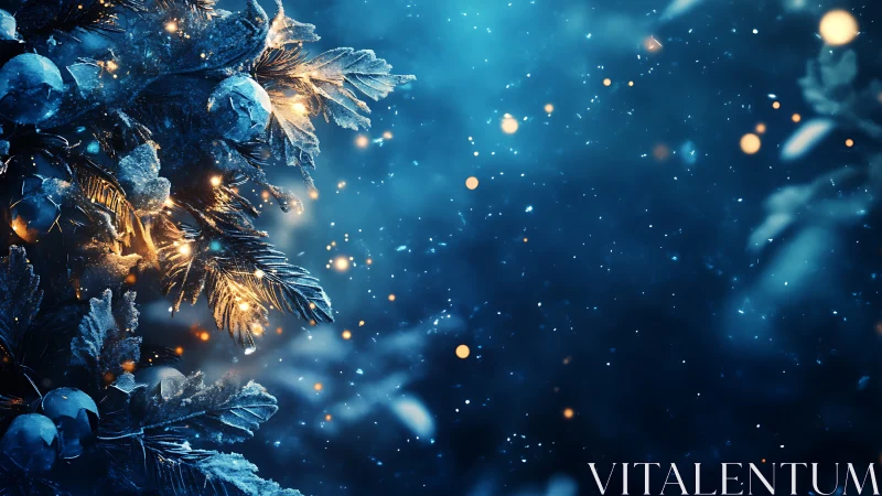 Cozy winter lights drifting through a dreamy snowy night.