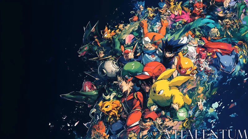 Color-splashed monster trainers surge through a cosmic tide