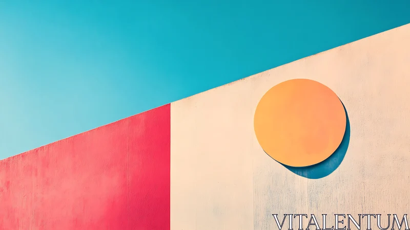 Sunlit geometric wall brings playful color to a clear sky