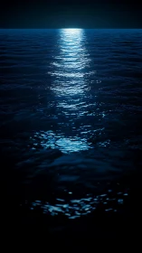 Moonlit reflection across dark open ocean surface.