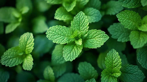 Mint leaves quietly orchestrate a cool emerald chorus