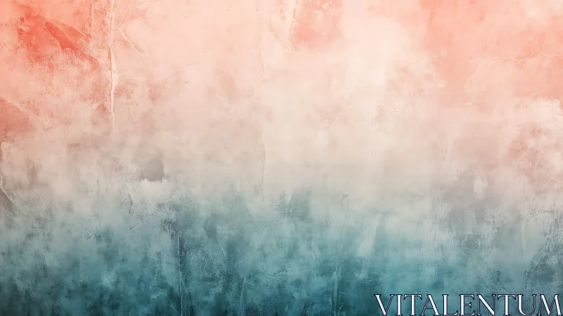 Soft coral and teal ombre wall with dreamy textured mist.