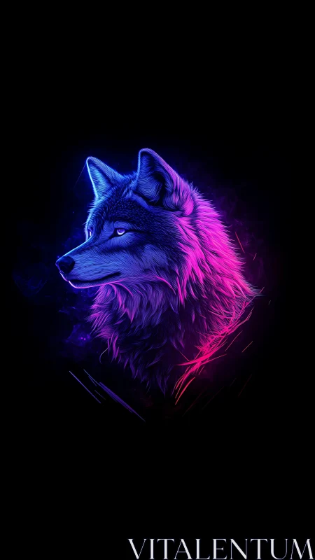 Neon wolf portrait in vivid bioluminescent gradients.