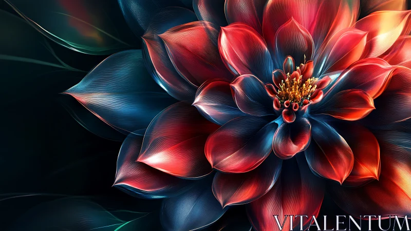 High saturation macro floral render with radial petal geometry