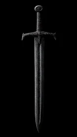 Weathered knightly sword hangs like a quiet iron verdict